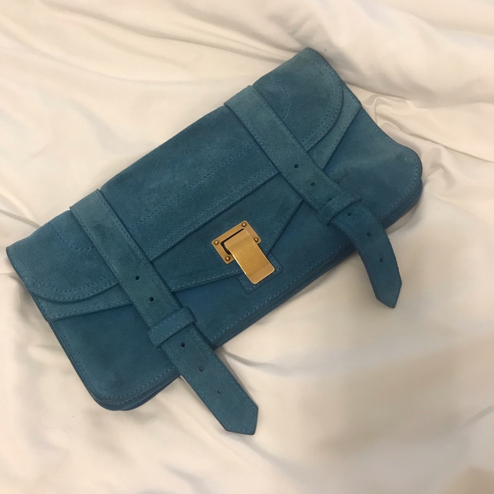 Proenza schouler PS1 Pochette Clutch blue suede